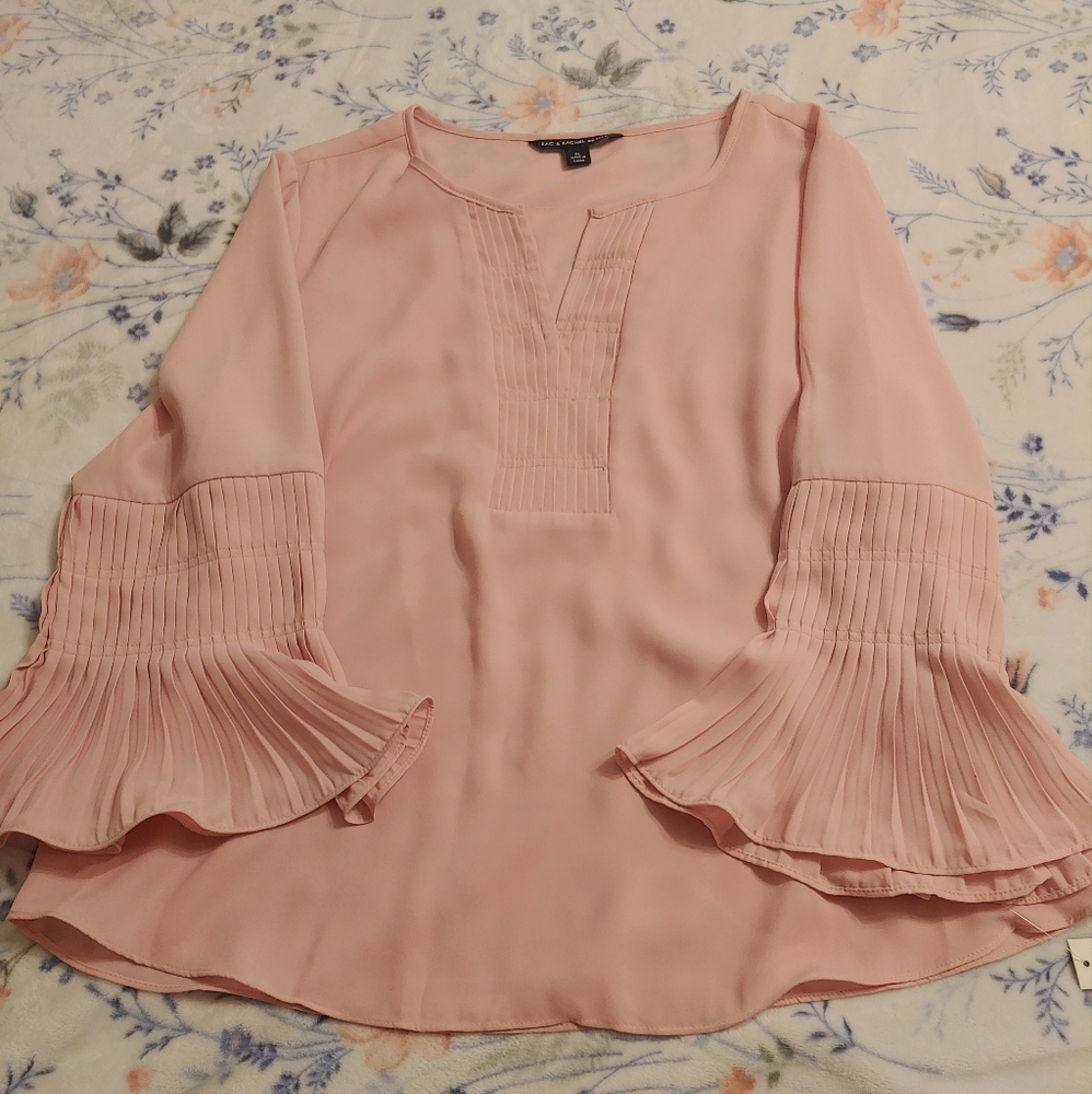 Zac & Rachel Pink Blouse with Pleated Sleeves